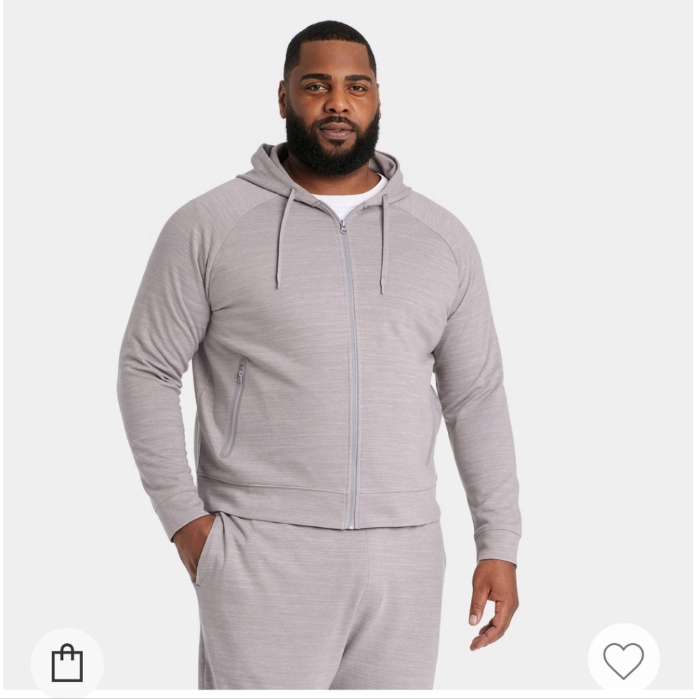 All In Motion™ Men's Big Ponte Full Zip Hoodie ~ Light Gray